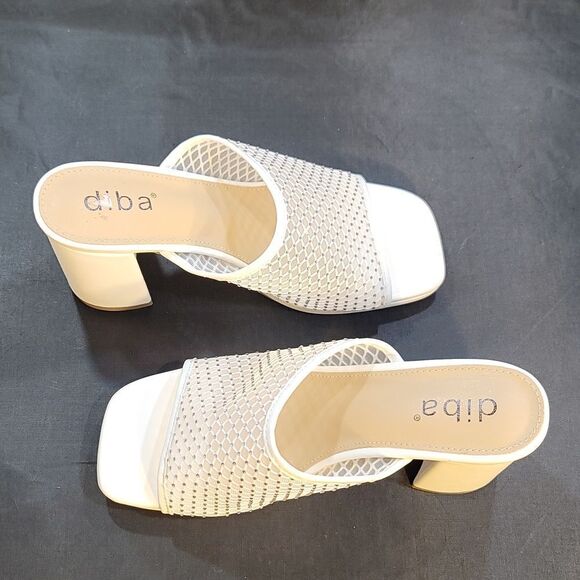 BRAND NEW DIBA MESH EMBELLISHED MULES WITH BLOCK HEEL SANDAL G1 - Picture 8 of 14